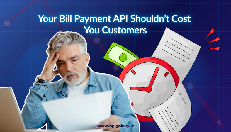Frustrated customer facing delayed bill payment on mobile app while competitor app shows instant successful payment, highlighting the need for faster Bill Payment APIs.