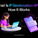 This visual explains the concept of IP Geolocation APIs by contrasting user-controlled location access with silent IP-based tracking. On one side, a user actively interacts with a map on a laptop, symbolizing consent-based location sharing. On the other, a smartphone displays a disabled “Allow Location?” prompt, highlighting how IP geolocation works passively without explicit user approval. This illustrates how businesses use IP data to determine location for personalization, fraud detection, and security — all without interrupting the user experience.